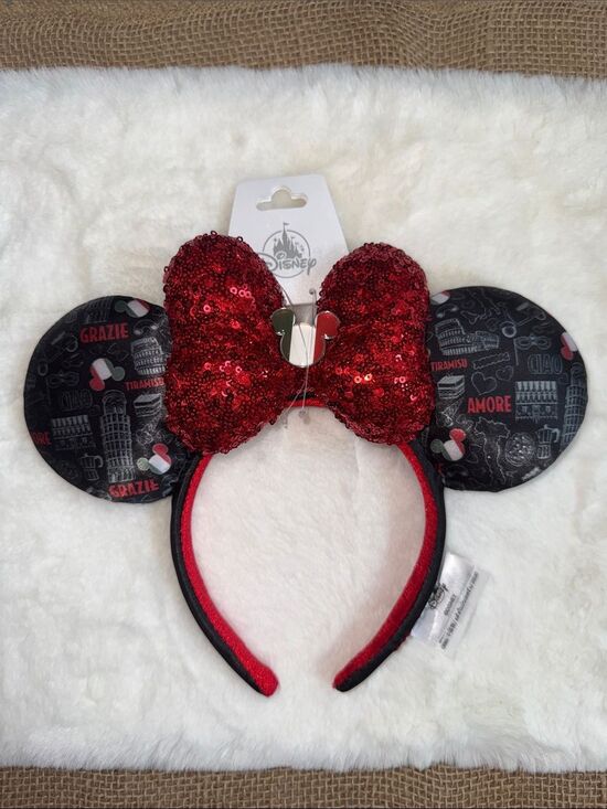 Disney Sequin Bow Minnie Ears Headband - Red & Black main image 6